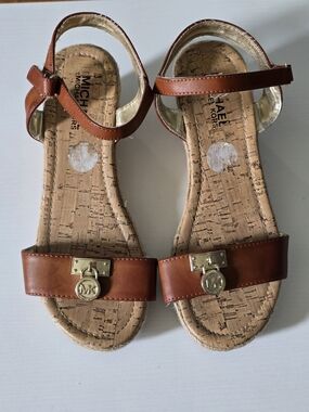 Michael Kors Brown Leather Cork Sandals Kids 5 (Women's 6.5)